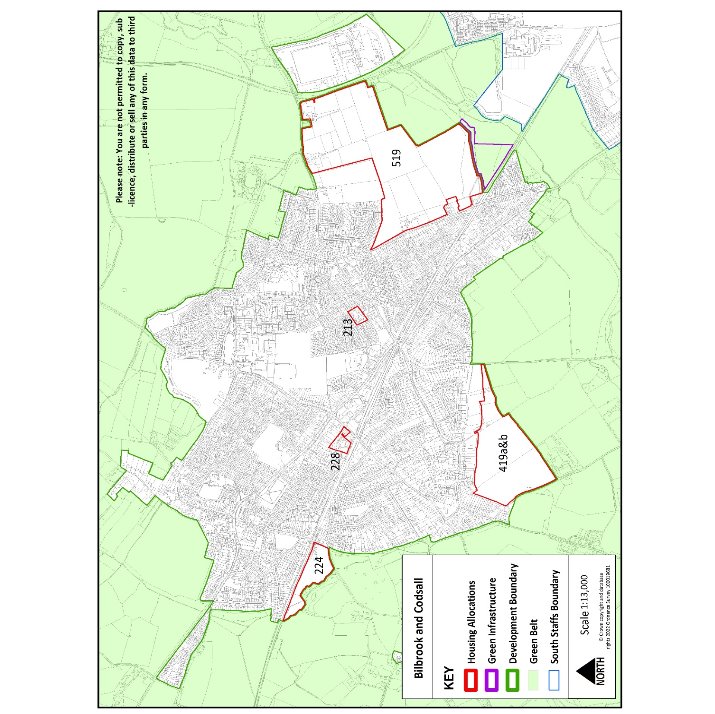 Location of proposed allocations within Bilbrook & Codsall