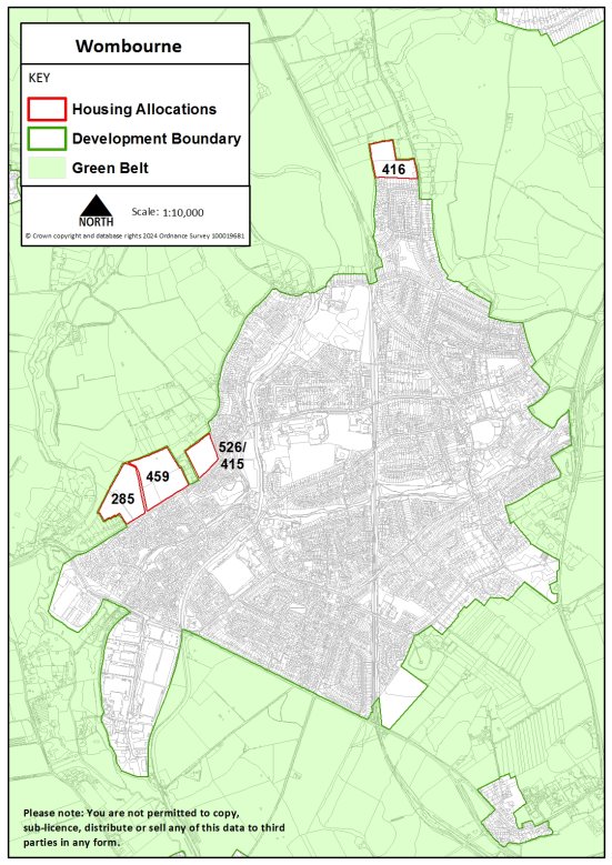 Location of proposed allocations within Wombourne