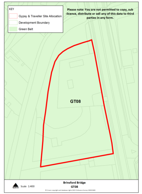 Red line boundary of Brinsford Bridge site reference GT08