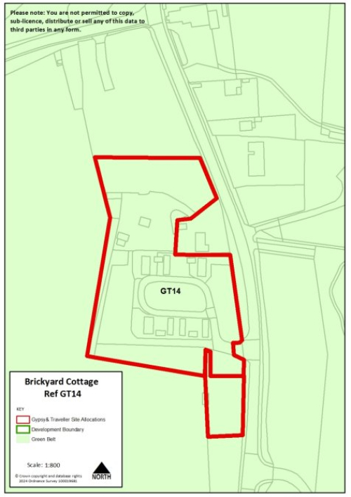 Red line boundary of Brickyard Cottage site reference GT14