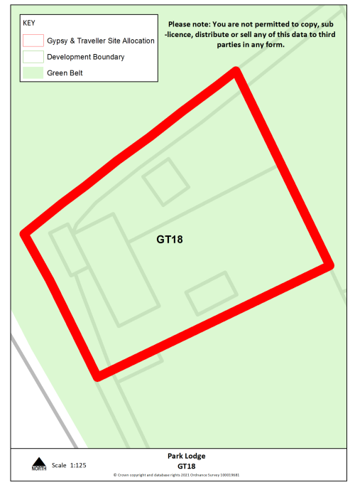 Red line boundary of Park Lodge, site reference GT18