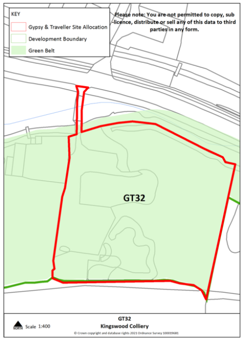 Red line boundary of Kingswood Colliery, site reference GT32