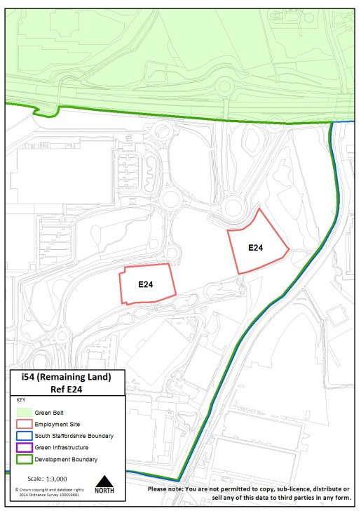 Red line boundary of proposed employment allocation at i54 (Remaining Land), site reference E24