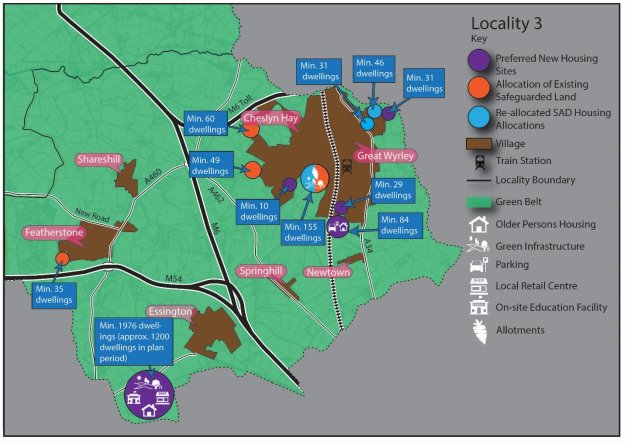 Map showing new housing growth delivery in Locality 3 (the north-east of the district)
